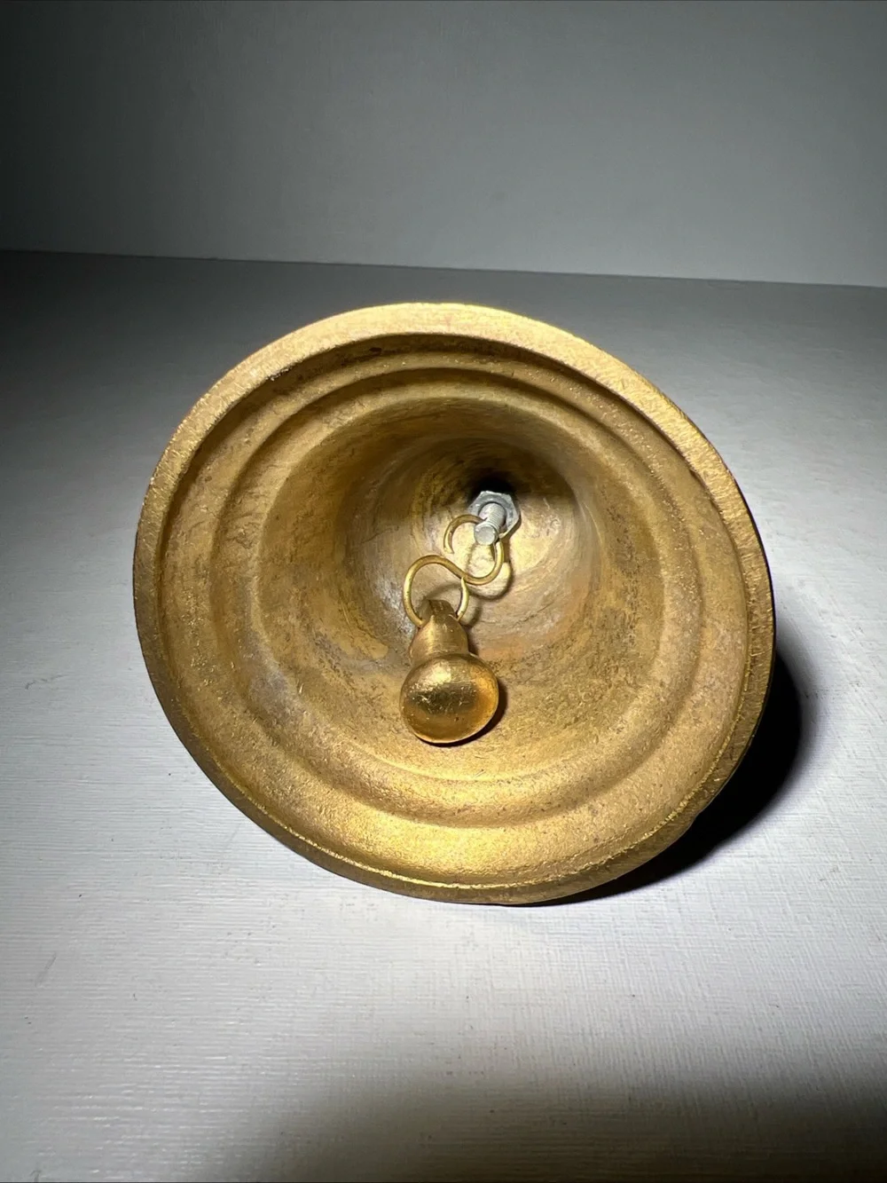 Vintage Brass Hand Bell Wooden Handle Family Ministries Church Bell